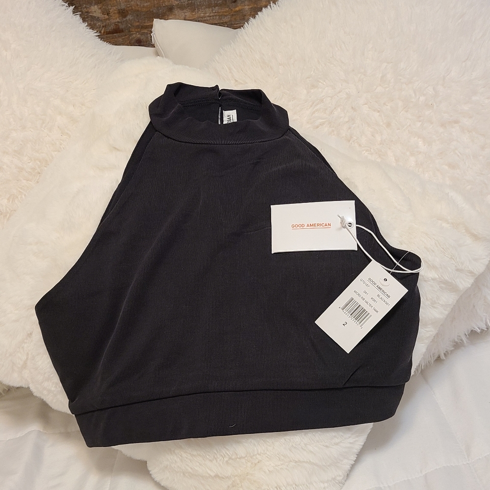 Brand New Good American Halter Crop Top!